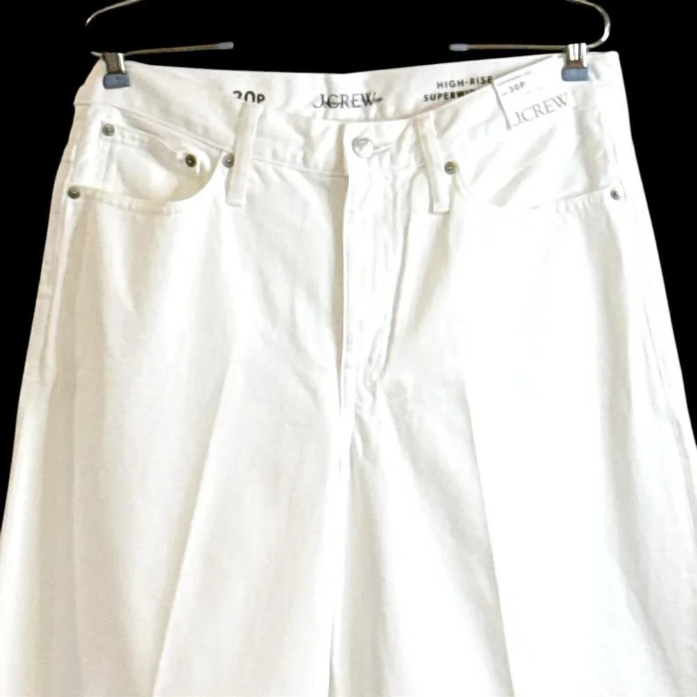 J. Crew Women's Petite High Rise Super Wide Jeans White 30 Petite NWT